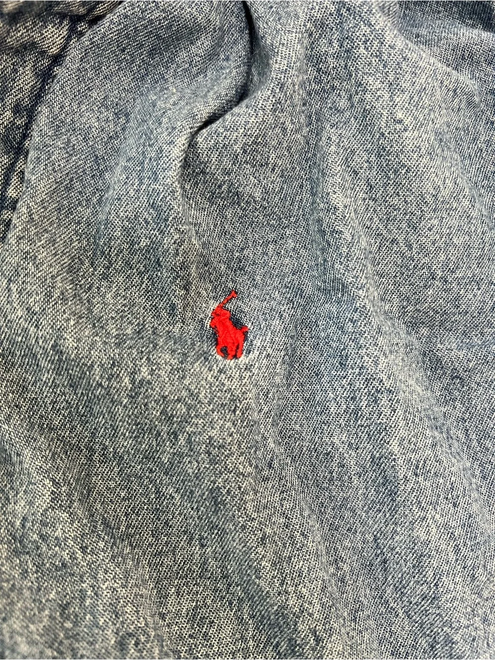 Ralph Lauren Denim Button-Up Shirt in Light Blue with Red Pony - Picture 4 of 4